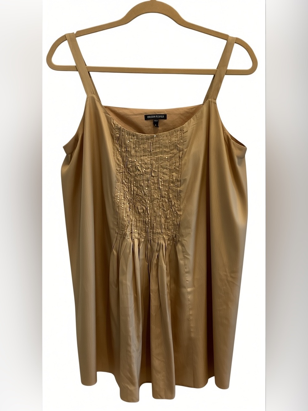 Eileen Fisher Embellished Pleated Silk Blend Camisole Tank Top
 - Size L